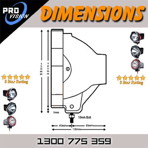 DR500 4 Inch Xenon Dimensions
